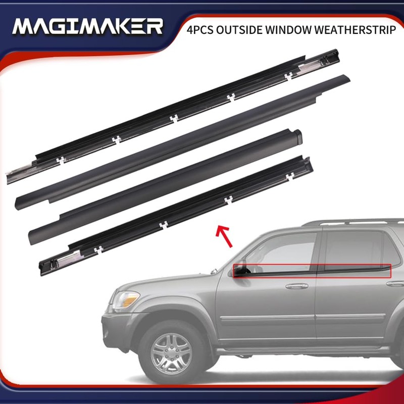 Magimaker 4pcs Outside Window Seals Weatherstrip Trim Molding 75710-0C010 75720-0C010