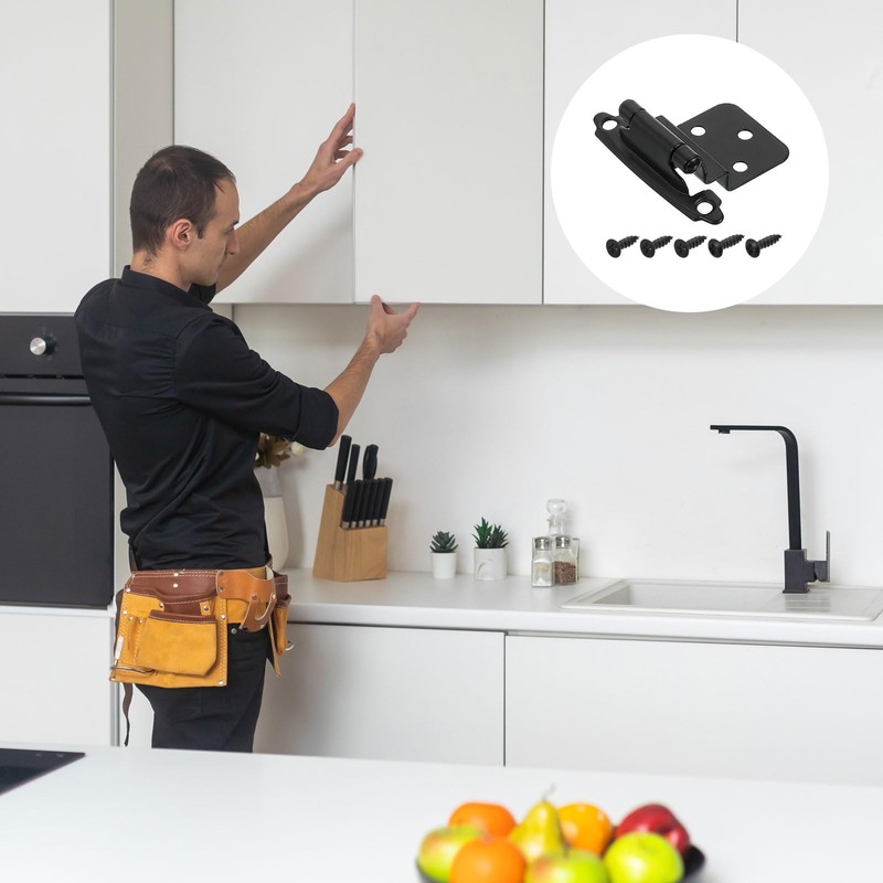 sourcing map 3/8" Cabinet Kitchen Inset Hinges, 6Pcs Self Closing