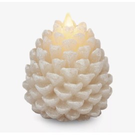 White Swan Pinecone Flameless Candle White Swan Glitter & Snow LED Battery 4"x5"