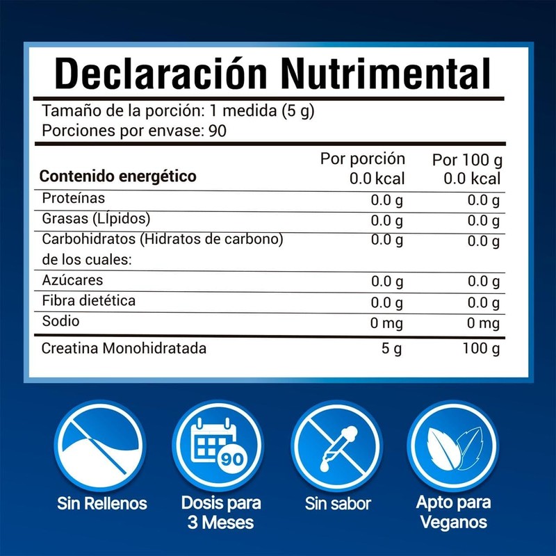 AMARTE LABS Creatina monohidratada en polvo alta pureza, 90 porciones,