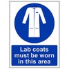 V Safety 41066AN-S'Lab Coats Must Be Worn In This Area' Sign, 150 mm x 200 mm (Pack of 3)