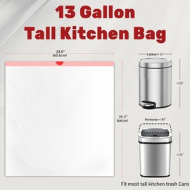 FIXSMITH 13 Gallon Trash Bags Drawstring, Garbage Bags 13 Gallon Tall Kitchen,Heavy Duty Trash Bags for Bathroom, Outdoor, Waste Basket and Car, Unscented White Garbage Bags, 20 Pack