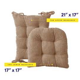 Sweet Home Collection Rocking Chair Cushion Premium Tufted Pads Non Skid Slip Backed Set of Upper and Lower with Ties, 1 Count (Pack of 1), Velvet Taupe