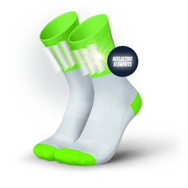 INCYLENCE High Viz Running Socks with Reflectors - Functional and Breathable for Maximum Visibility - 1 Pair, V3 Green