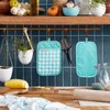 KitchenAid Gingham Pot Holder 2-Pack Set, Aqua Sky, 7"x10"