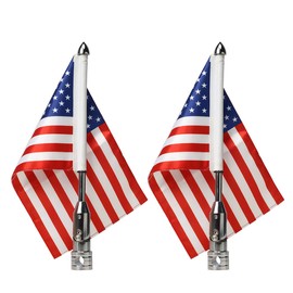 Aochuang Motorcycle Folding Flagpole Mounts Red American Flag for Harley Road King Golding 1/2 Luggage Rack Foldable 90 Degree Pole