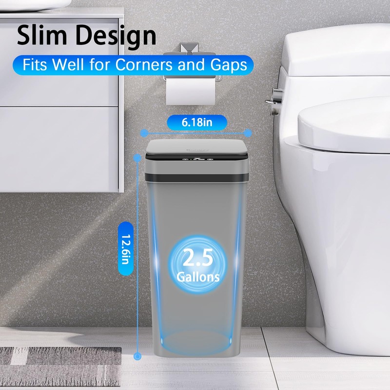 3 Pack Automatic Small Bathroom Trash Can with Lid -