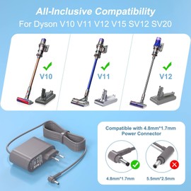 POANES 30.45 V Charging Cable Charger for Dyson V10 V11 V12 V15 SV12 SV14 SV15 SV20 SV22 Replacement Parts Vacuum Cleaner 6 ft Dyson Power Supply (30.45, Volt)