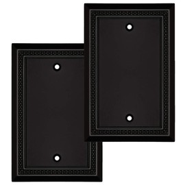 Henne Bery Sunken Pearls Heavy Duty Decorative Wall Plate Switch Plate Outlet Cover, Durable Solid Zinc Alloy (Single Blank 2PK, Matte Black)