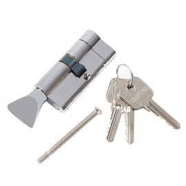 Anti-Theft Euro Thumbturn Cylinder,Chrome 40/40T 80mm,Euro Door Barrel Lock with 3 Keys,Brass Cylinder and Zinc Knob,Suitable for All Door Types