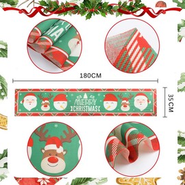 Surflyee Christmas Table Runner, Christmas Dinner Table Decorations, Christmas Green Snowman Linen Tablecloth for Xmas Holiday Winter Home Table Decoration (35*180CM)