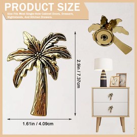 WBNYX Gold Palm Tree Cabinet Knobs - 6 Pcs Coconut Tree Drawer Pulls for Dresser, Cupboard, Furniture, Kitchen & Home Decor - Single Hole Handles