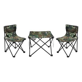 Kit Mesa + 2 Sillas Plegables Playa Jardin Camping Rojo