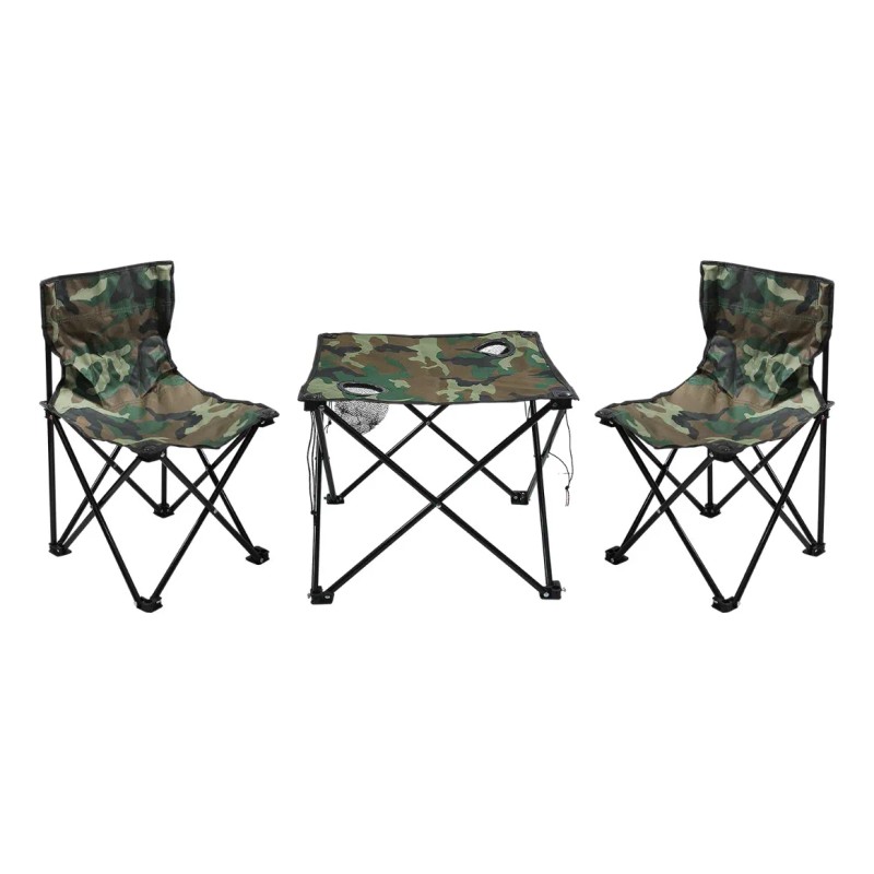 Kit Mesa + 2 Sillas Plegables Playa Jardin Camping Rojo