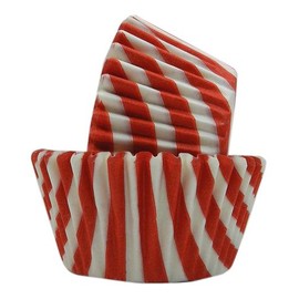 Regency Wraps RW1116STSR Greaseproof Baking Cup, Striped, Standard, Red