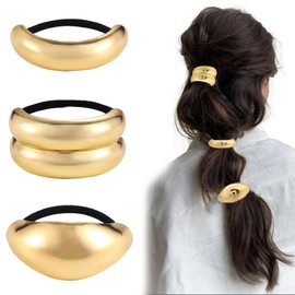 3PCS Gold Hair Accessories, Gold Hair Cuffs Hair Clips, Ponytail Cuff Hair Ties Hair Bands for Women Thick Hair Hair Jewellery