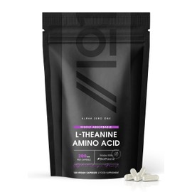 L-Theanine 200mg with BioPerine® - Highly Bioavailable – Made with BioPerine® – Non GMO, Gluten Free, Halal – 120 Vegan Capsules