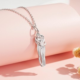 ZLILIJAN Hug Couple Necklace for Women 925 Sterling Silver Hugging Necklace Anniversary Jewelry for Him and Her Valentine's Day Couples Jewelry Gifts Wife Lover (Silver)