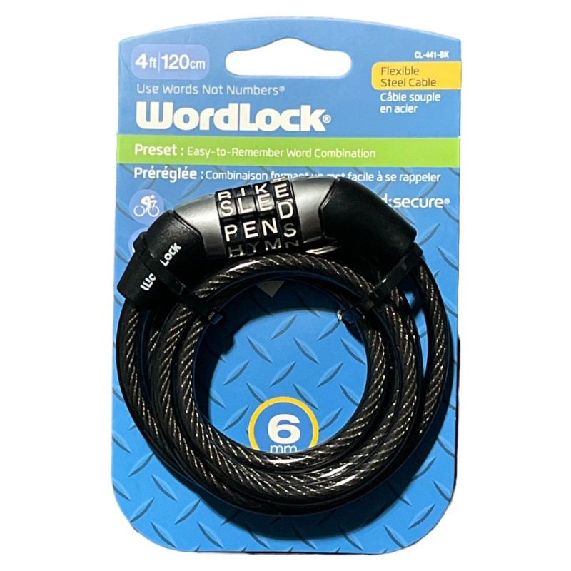 Wordlock 4 ft' 6mm WordLock. Flexible Steel Cable. Use Words