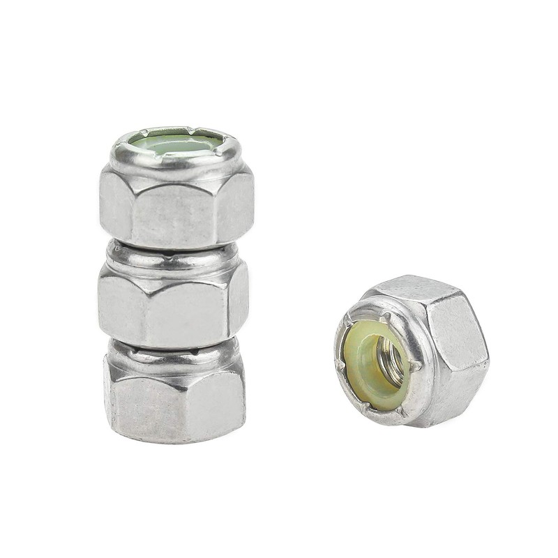 Powlankou 60 Pieces 1/4"-20 Nylon Insert Hex Lock Nuts, 304