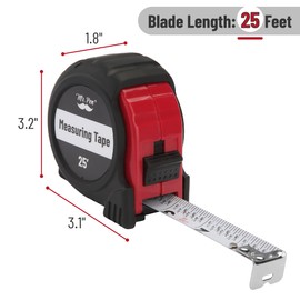 Mr. Pen- Tape Measure, 25-Foot, Steel Measuring Tape, Retractable Measuring Tape, Tape Measure with Fractions, Easy Read Tape Measure, Tape Measure 25 ft, Steel Tape Measure, Red/Black