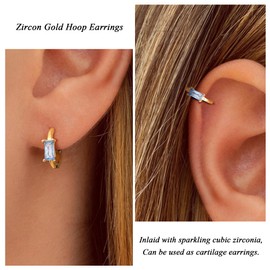 Finrezio 14K Gold Hoop Earrings for Women 925 Sterling Silver Gold Huggie Hoop Earrings Hypoallergenic Small Sleeper Earrings Cartilage Zirconia Gold Earring for Women Girls