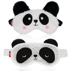 my novel things Cooling Eye Mask and Plush Sleep Mask for Girl Woman 2PCS, Cute Animal Sleeping Mask Soft Blindfold Cold Warm Eye Compress Gifting for Home Spa, Office, Morning Refreshment, Travel