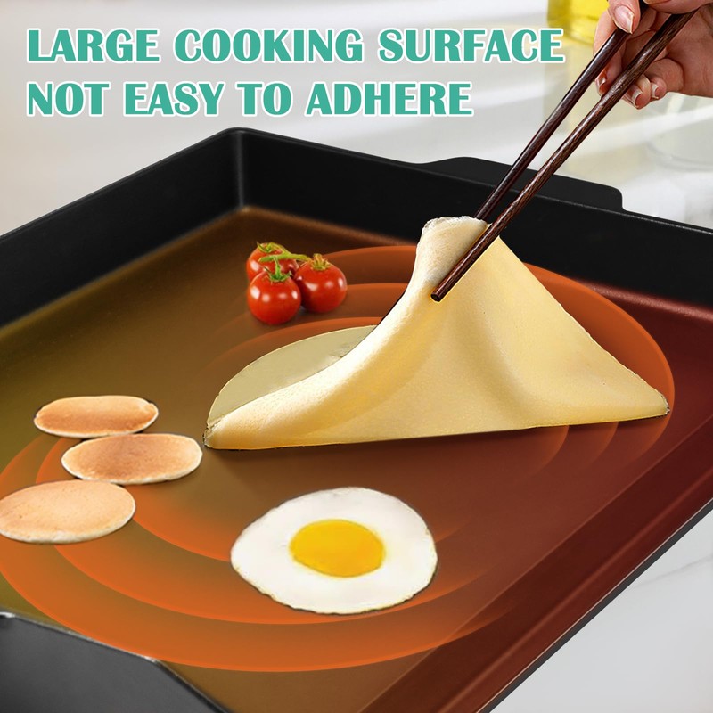 Hiorucet 23'' x 16'' Cast Iron Griddle for Gas Grills