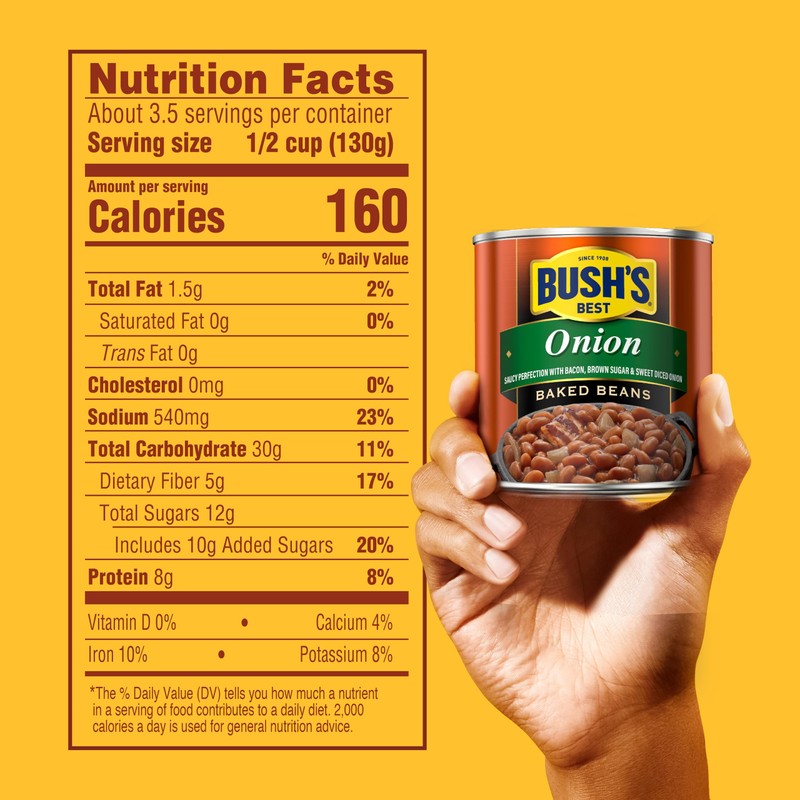 BUSH'S BEST 16 oz Canned Onion Baked Beans, Source of