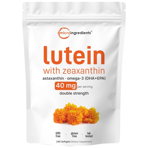 Micro Ingredients Lutein & Zeaxanthin 40mg Softgels, 240 Count, with