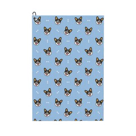 Nuzjahu Corgi Dog Large Golf Towels 24" X 16.1" with Carabiner Clip Microfiber Waffle Pattern Towels for Golf Bags Super Absorbent Towel for Men and Women