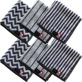 imaa Imabari Towel Certified Hand Towel, Towel Handkerchief, 9.8 inches (25 cm), Made in Japan, Cotton, Polyester, Vacuum Compression Pack, CM-Navy, 6 Pieces