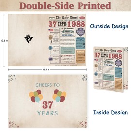Zyulin 37th Birthday Decorations for Her Him, 37th Birthday Card Gifts for Women Men, Gifts for 37 Year Old Husband Wife