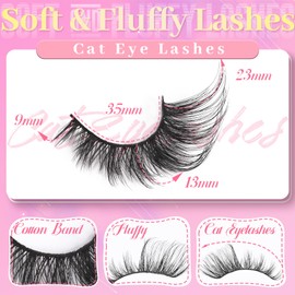 Ahrikiss False Eyelashes Wispy Cat Eye Lashes Natural Look Faux Mink Fluffy Strip Lashes Long Fox Eye Lashes Pack 10 Pairs Fake Lashes(Lunar Arch)