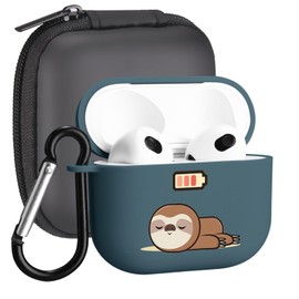 MAYCARI Cute Sloth Case for AirPods 3rd Generation with Keychain, Cartoon Animal Design Protective Soft TPU Cover for Women Girls