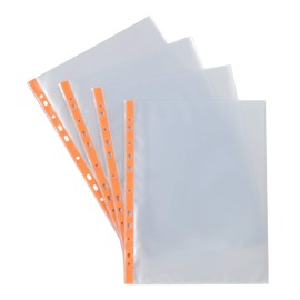 Viquel 109731-06 Punched Pockets A4 with Reinforced Strip Pack of 25 Neon Orange