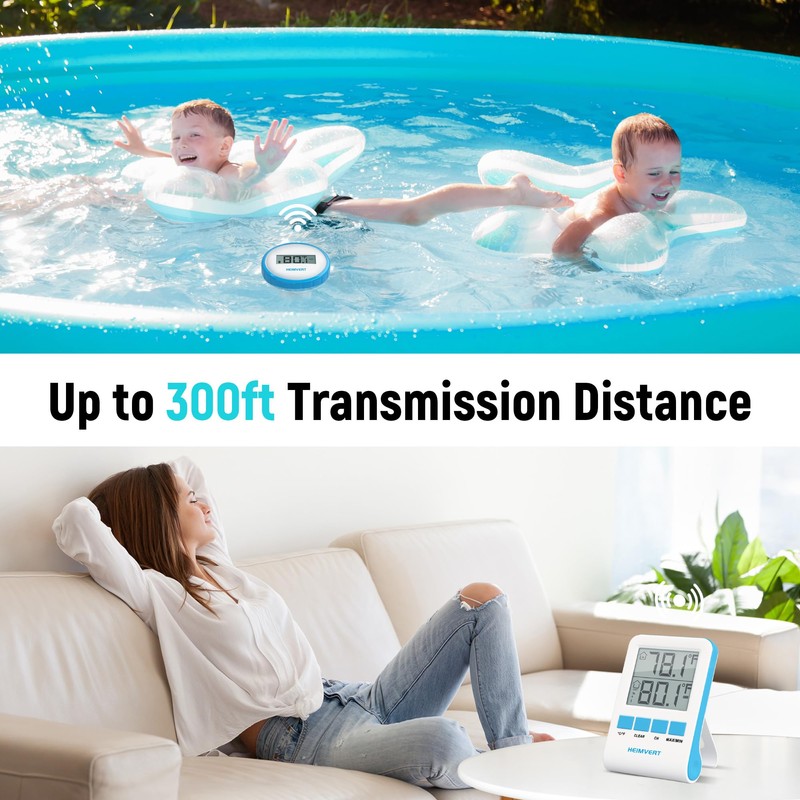 HEIMVERT Wireless Digital Pool Thermometer – Floating, Easy-to-Read Display, IPX8