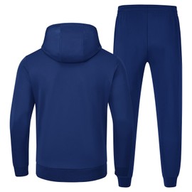 BGOWATU Men's Track Suits 2 Piece Set Hoodie Sweatsuits For Men Lightweight Jogger Set Athletic Casual Outfits Royal Blue L