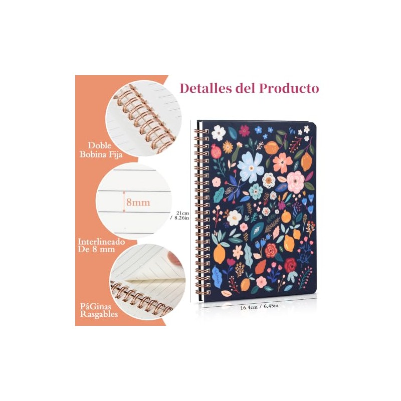 3pcs Cuaderno Espiral 240 Hojas Oficina Estudio Hogar Cuadernos Tapa