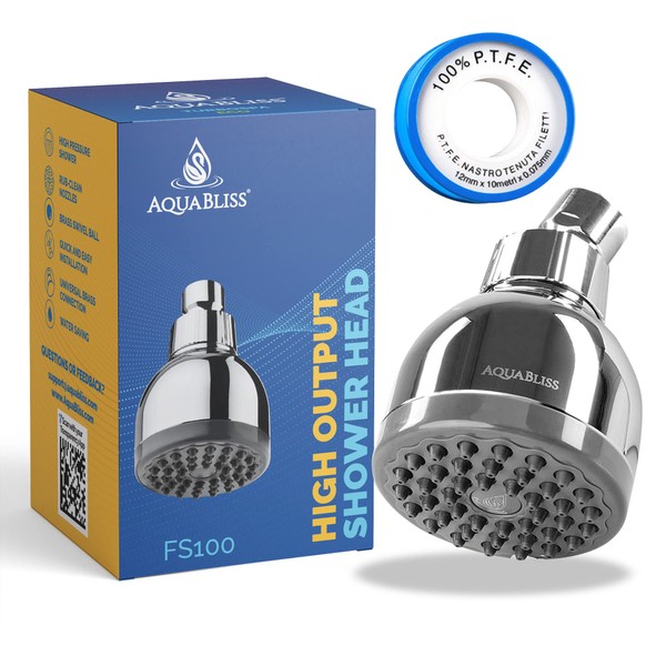 AquaBliss TurboSpa 3 Inch High Pressure Shower Head w/Flow Restrictor