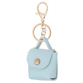 PATIKIL PU Leather Handbag Keychain, Coin Purse Keychain Earphone Pouch Coin Pouch Handbag Decoration Purse Charm Cute Pendant Keychain, Blue