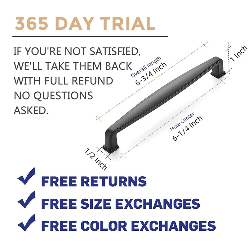 Ravinte 25 Pack Solid 6-1/4 Inch Cabinet Handles Matte Black