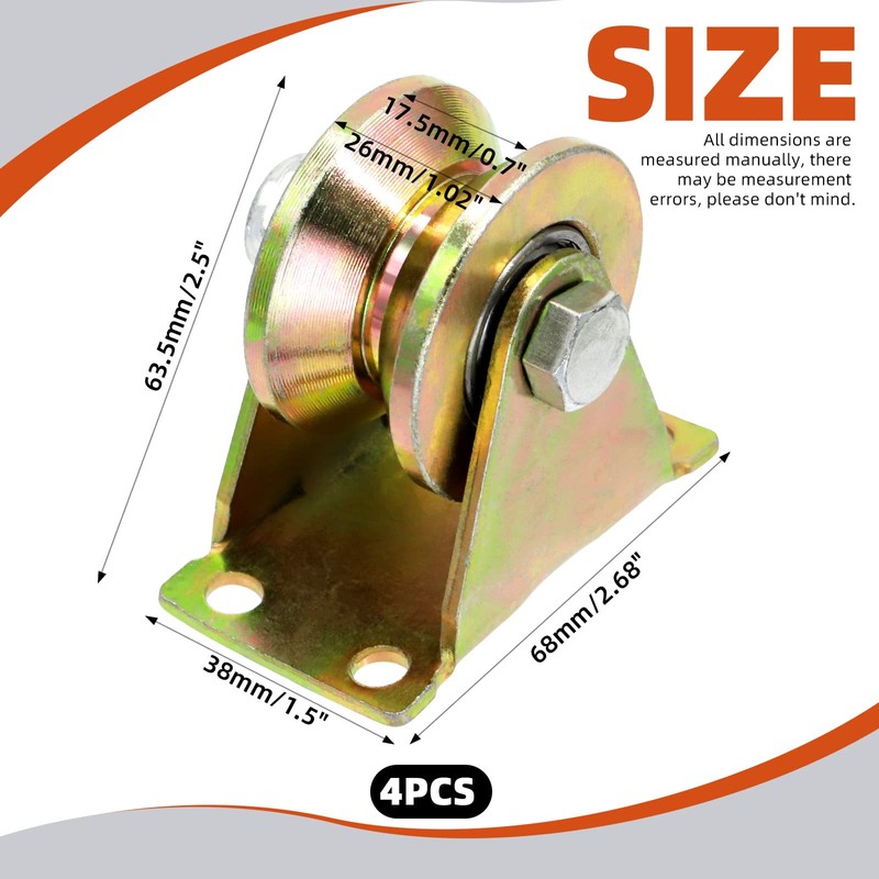 Tanstic 4Pcs 2 Inch V Groove Wheels with Bracket, 1045
