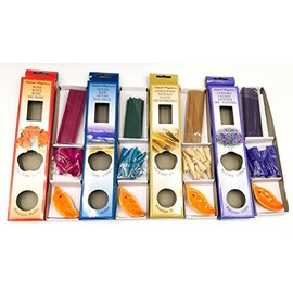 4 Fragrances Test Set (80 Incense Sticks and 48 Cones) Lavender Ocean Pink Sandalwood Incense Sticks Joss Sticks with 4 Ashtrays