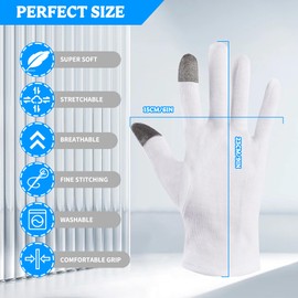 ZFYOUNG 3 Pairs Touch Screen Moisturizing Gloves,Cotton Moisturizing Gloves Overnight,Cotton Gloves for Dry Hands Sleeping,Eczema Gloves for Women,Repair Rough Cracked Dry Chapped Hands Skin.…