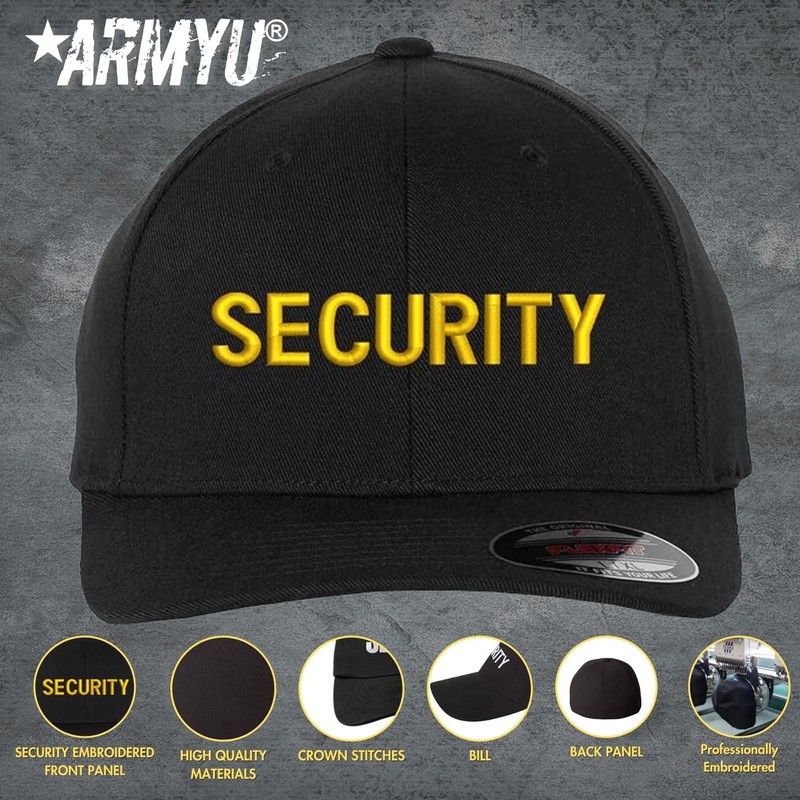 Security Fitted Baseball Hat Structured Uniform Guard Officer Pro-Formance Flexfit