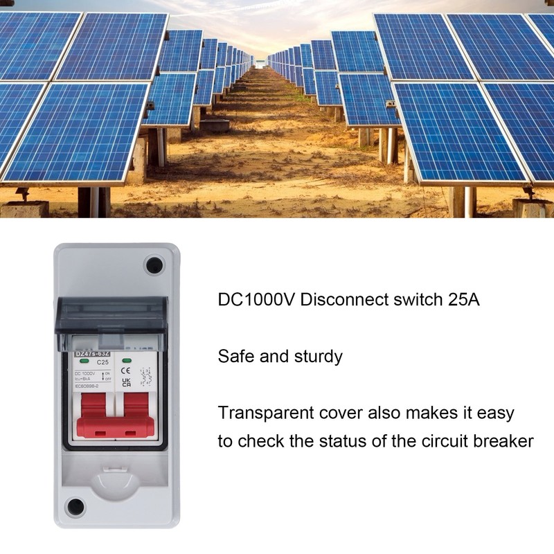 2P Photovoltaic System DC Miniature Circuit Breaker Solar IP65 Waterproof