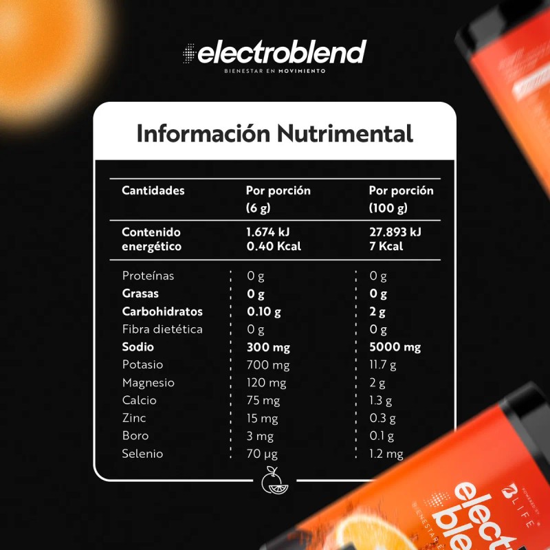 Bebida Hidratante En Polvo 360gr. Electroblend. B Life Sabor Orange