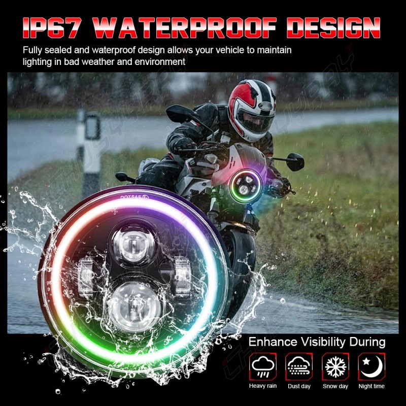 CHUSYYRAY DOT 7inch Motorcycle LED Headlight Hi/Lo Beam for Honda