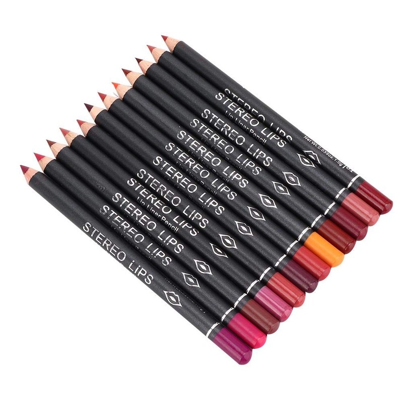 Pack of 12 Lot Set, 12 Colours, Professional Lip Liner